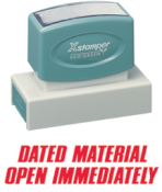 DATED MATERIAL OPEN IMMEDIATELY-Jumbo Stock Stamp, Impression size 7/8" X 2-3/4", Xstamper N18, choice of colors