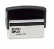 The Printer 25 has a .625 inch x 3 inch impression.  It is a self-inking Stamp with a built in pad that is re-inkable.  It has a great impression.