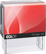 The printer 40 has a .937 inch x 2.31 inch impression.  It is a self-inking stamp with a built in pad that is re-inkable. It has a great impression.