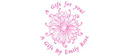 Designer style "A gift from me"  stamp.  This is a 1.5 X 1.5 impression. This address stamp is great for weddings, invitations or everyday use.