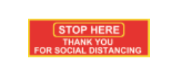 PACKAGE OF 12. 4 X 12  INCH RECTANGLE FLOOR DECALS FOR SHOWING PEOPLE WHERE YOU WISH THEM TO STAND IN ORDER TO SOCIAL DISTANCE IN YOUR STORE OR ESTABLISHMENT.