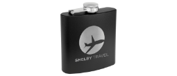 Our 6 oz. Black stainless steel flasks are powder coated for an exceptional matte, textured, look and feel. Our flasks engrave silver for brilliant contrast! Personalize with your logo, image or text to create stunning Bridesmaid Gifts, Promotional Produc
