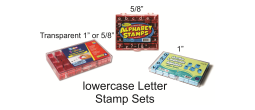 LOWERCASE 5/8 " Alphabet Stamp Set
Comes with 8 punctuation stamps
Requires a stamp pad