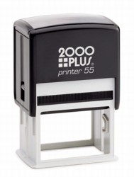 Printer 55 has a 1.56 inch x 2.375 impression. It is a self-inking stamp with a built in pad that can be re-inked.  It has a great impression.