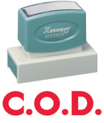 C.O.D. -Jumbo Stock Stamp, Impression size 7/8" X 2-3/4", Xstamper N18, Choice of colors