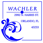 Designer style address stamp.  This is a 1.5 X 1.5 impression. This custom stamp can be on a handle, to use with a pad, a self-inking printer, a pre-inked PSI or the highest quality Xstamper.  Choose your mount in product options.