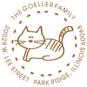 Designer style address stamp.  This is a 1.5 X 1.5 impression. This address stamp is great for weddings, invitations or everyday use.