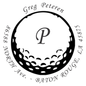 Designer style golf ball address stamp.  This is a 1.5 X 1.5 impression. This address stamp is great for weddings, invitations or everyday use.