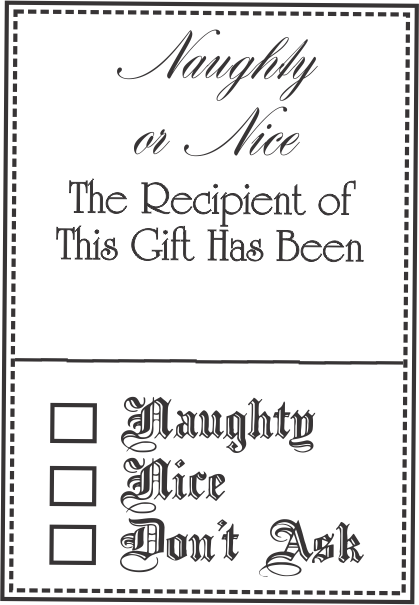 Christmas gift tag stamp. Naughty or nice checklist.