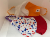 These are very simple face masks.  They are made of t-shirt material with 2-sizes of ear slots on each side.  Throw them in the washer and wear a fresh one each time you go into public.