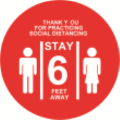 PACKAGE OF 3 10 INCH ROUND FLOOR DECALS FOR SHOWING PEOPLE WHERE YOU WISH THEM TO STAND IN ORDER TO SOCIAL DISTANCE IN YOUR STORE OR ESTABLISHMENT.