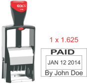 2160 1"  x 1-5/8" Metal Self-Inking Dater.  Customize with what you want it to say.  You may use one line above the movable date and one line below.  Comes with 6 years on the bands and can have the bands replaced.