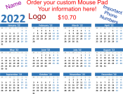 See the year at a glance with your 2020 calendar mouse pad.  Customize it with your name or logo.