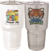 Full color Polar Camel Tumbler with a lid.  To be customized with your text and/or full color picture or logo. 30 ounce size in either stainless steel or white.