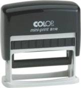Printer 12 has a  .312" X 2.06" impression.  It is a self-inking stamp with a built in pad that is re-inkable.  It has a great impression.