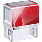 The printer 60 has a  1.5 inch x 3 inch impression.  It is a  self-inking stamp with a built in pad that is re-inkable.  It has a great impression.