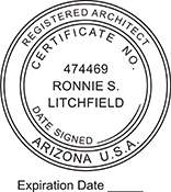 Arizona Professional Architect, Landscape Architect, Land Surveyor, Assayer, Geologist, and Engineer. Available in several mount options