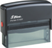 The Printer 832 has a .625 inch x 2.937 inch impression.  It is a self-inking Stamp with a built in pad that is reinkable.  It has a great impression. Great for one or two lines that are longer than normal.