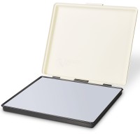 THIS IS A SHINY METAL CASED PAD FOR USE WITH LARGE STAMPS. IT CAN COME DRY OR INKED WITH YOUR CHOICE OF INK COLOR. PAD 7 1/16" X 8 1/4"